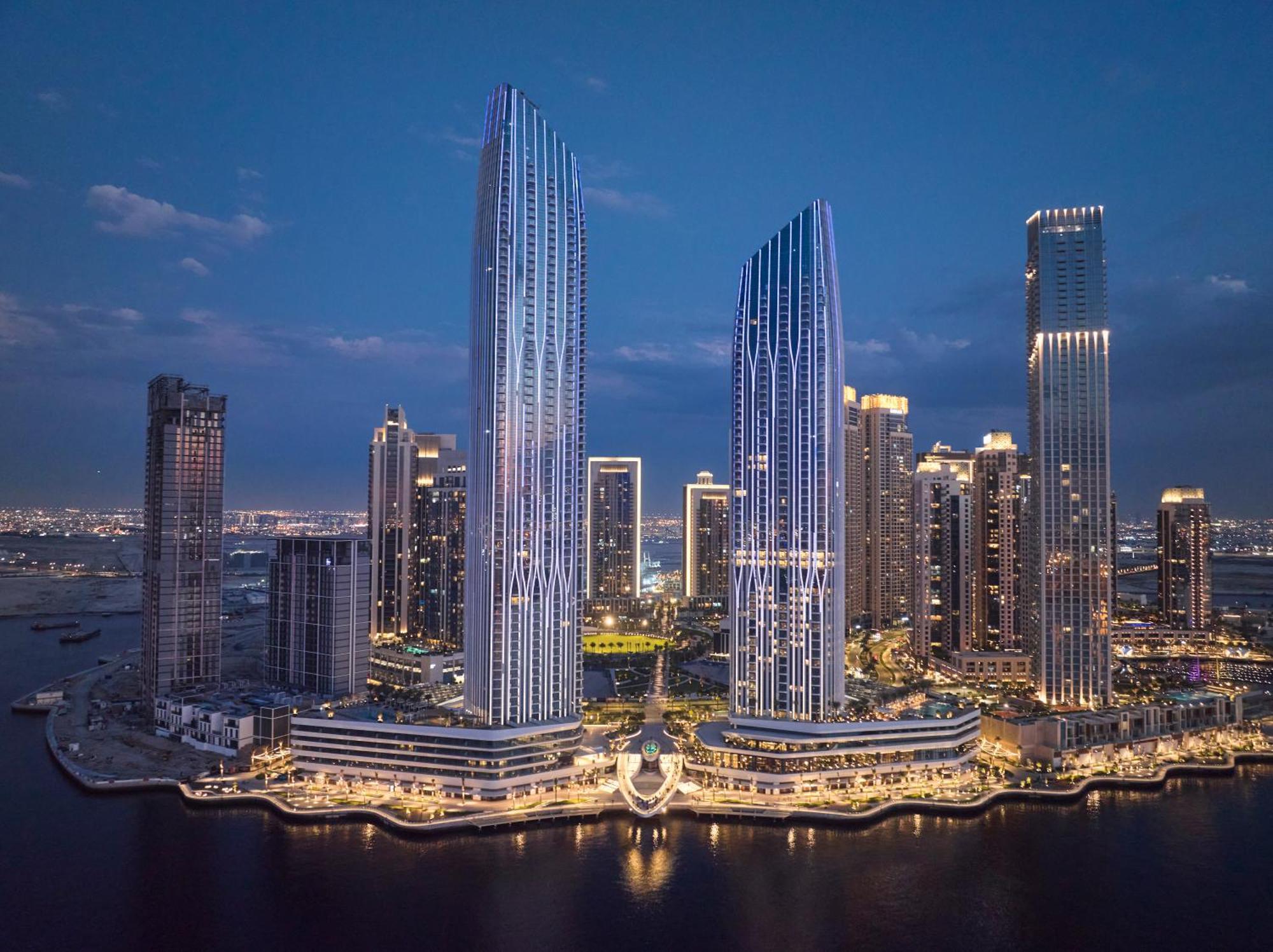 Address Creek Harbour Hotel Dubai Eksteriør billede The complex at night